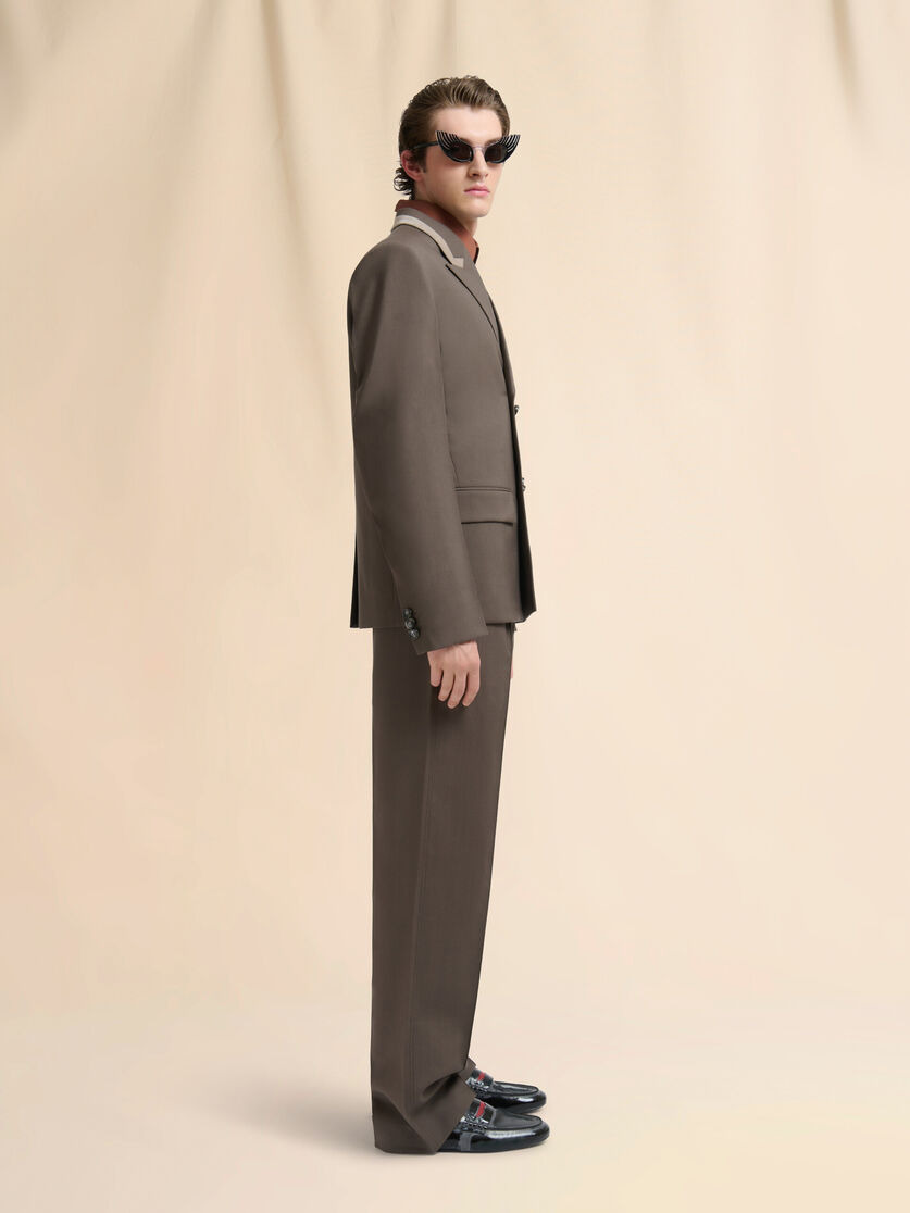 GRAY DOUBLE-BREASTED WOOL BLAZER WITH MARNI MENDING - 6