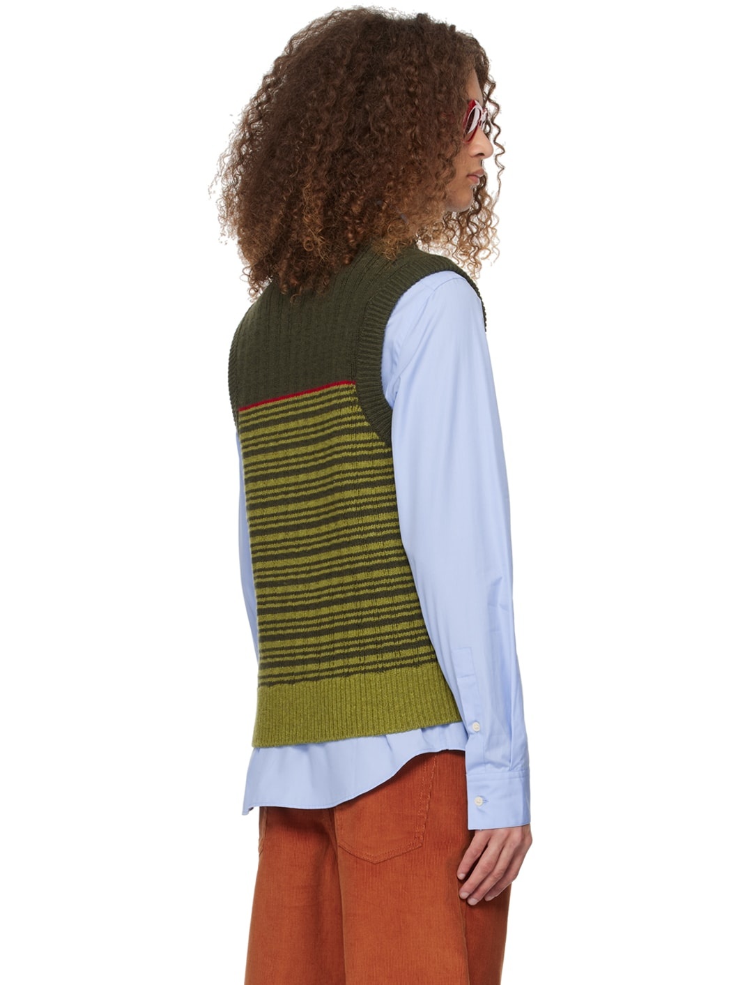 Khaki Striped Vest - 3