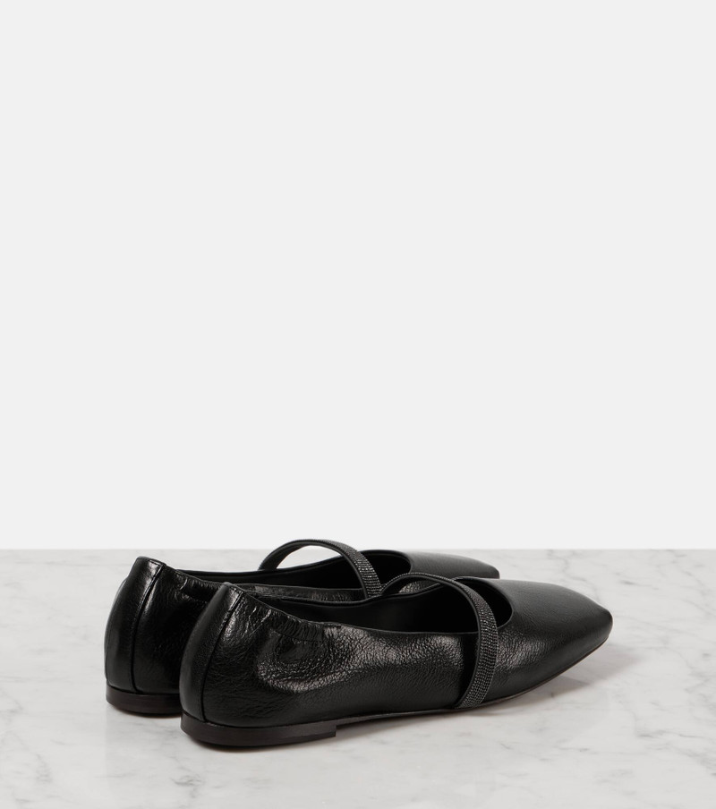 Beaded leather ballet flats 3