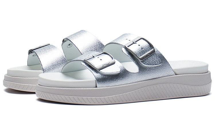 (WMNS) Li-Ning Clap Stylish Casual Fashion Silver Slippers AGAS004-2 - 4