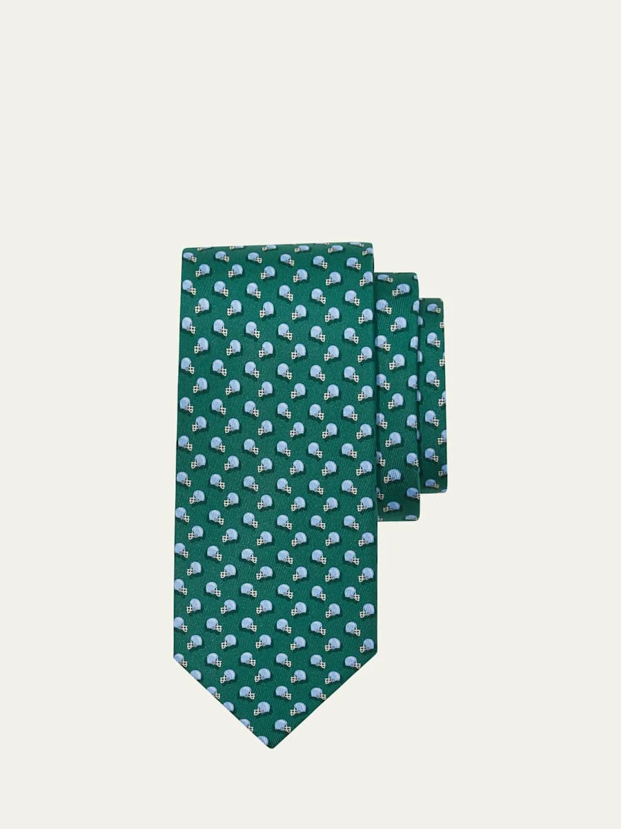 Men's Football-Print Silk Tie - 1