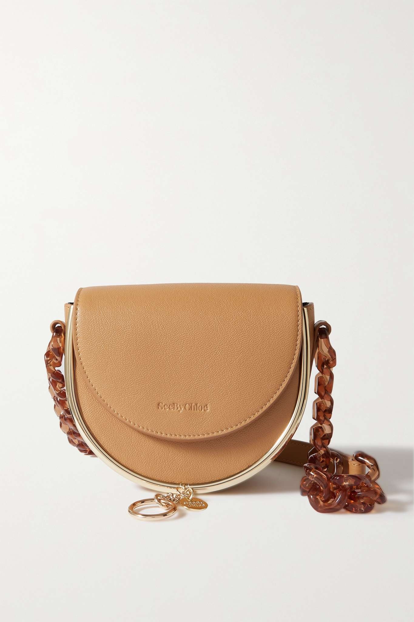 Mara embellished textured-leather shoulder bag - 1