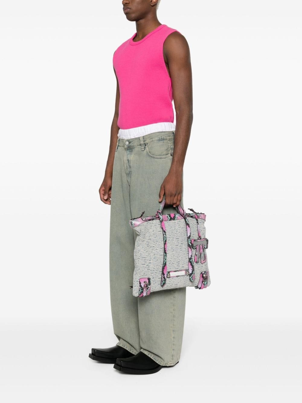 monogram-jacquard denim tote bag - 2
