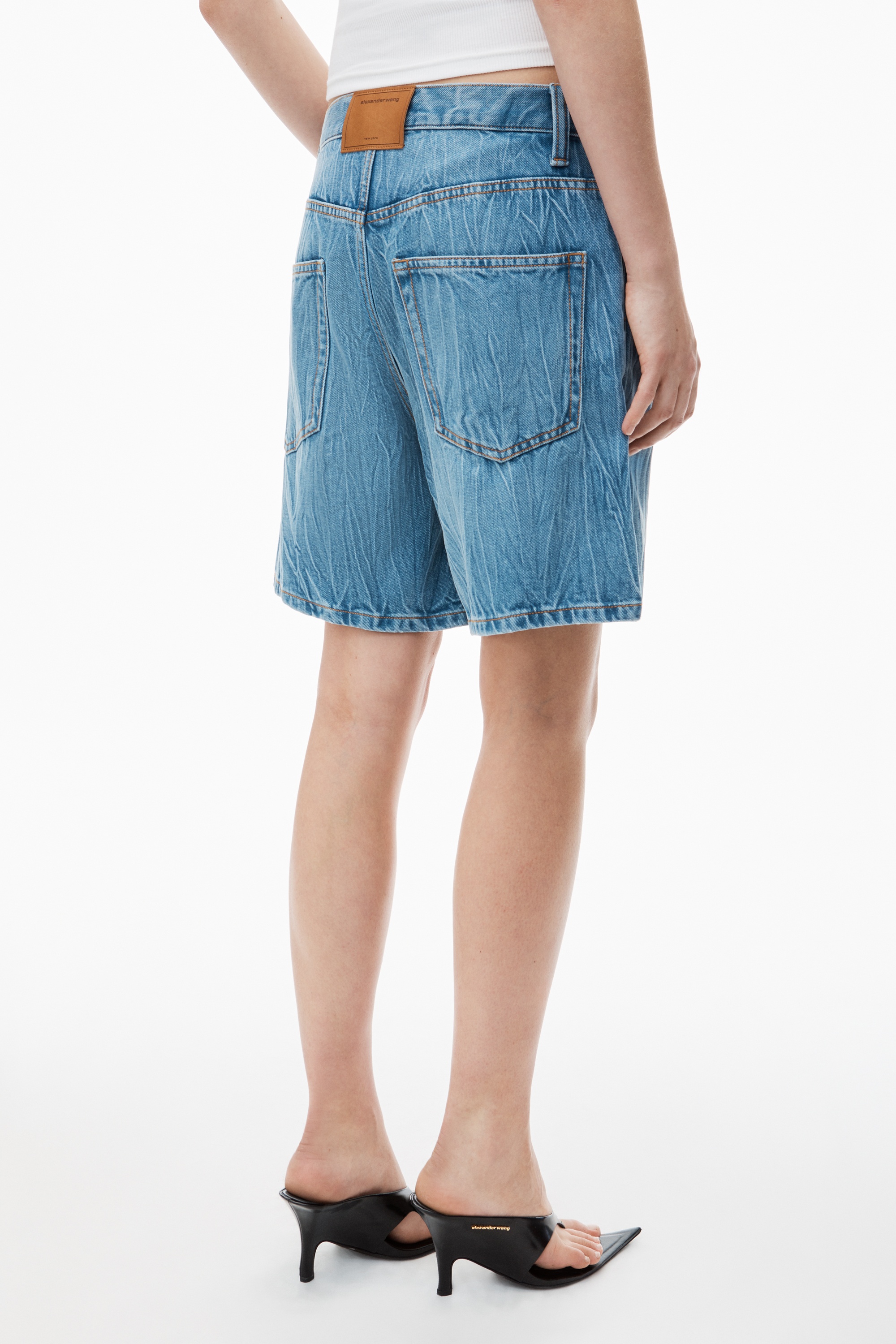 Oversize Mid-Rise Denim Shorts - 5
