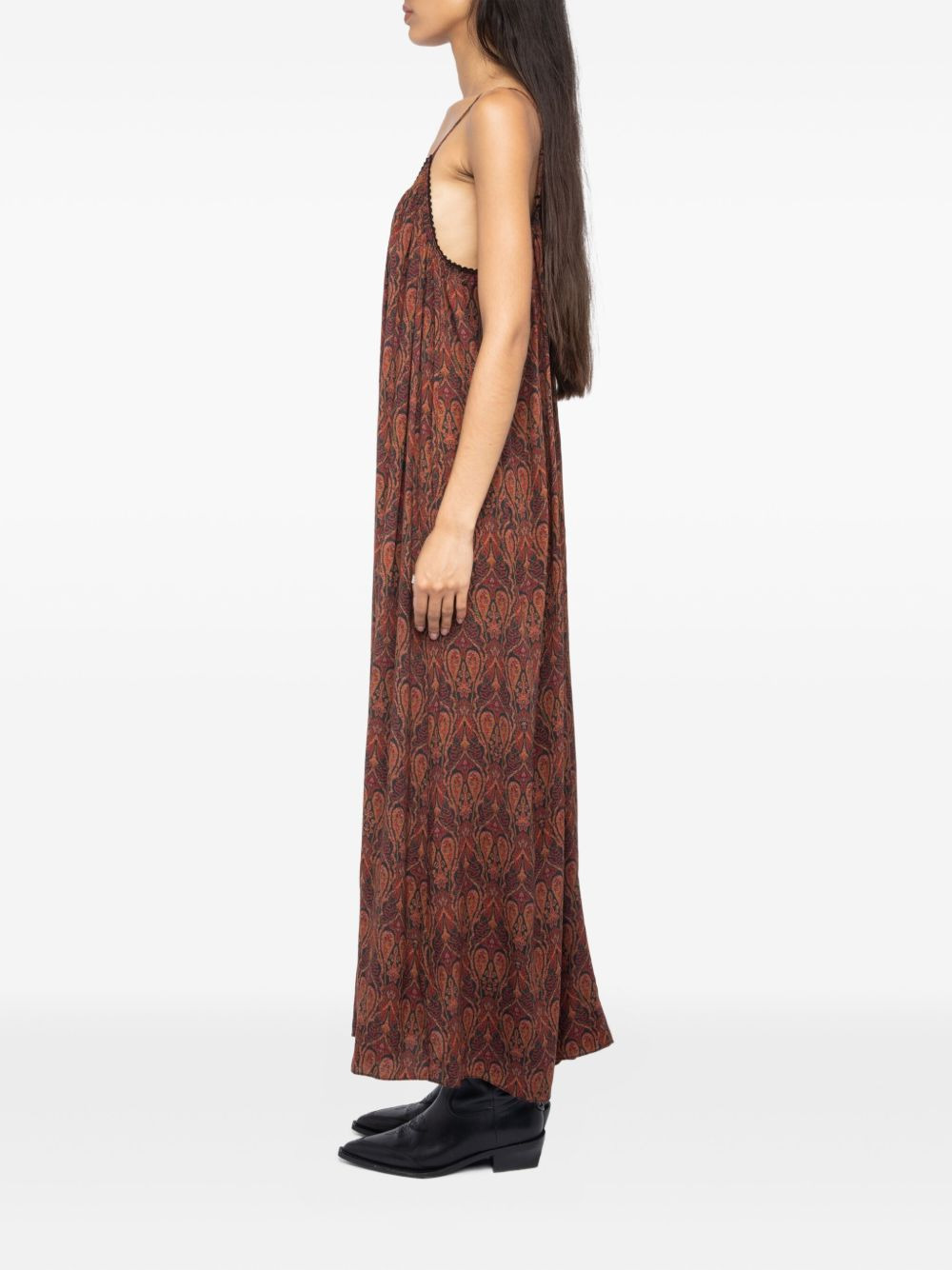 paisley-pattern lace-trim maxi dress - 3