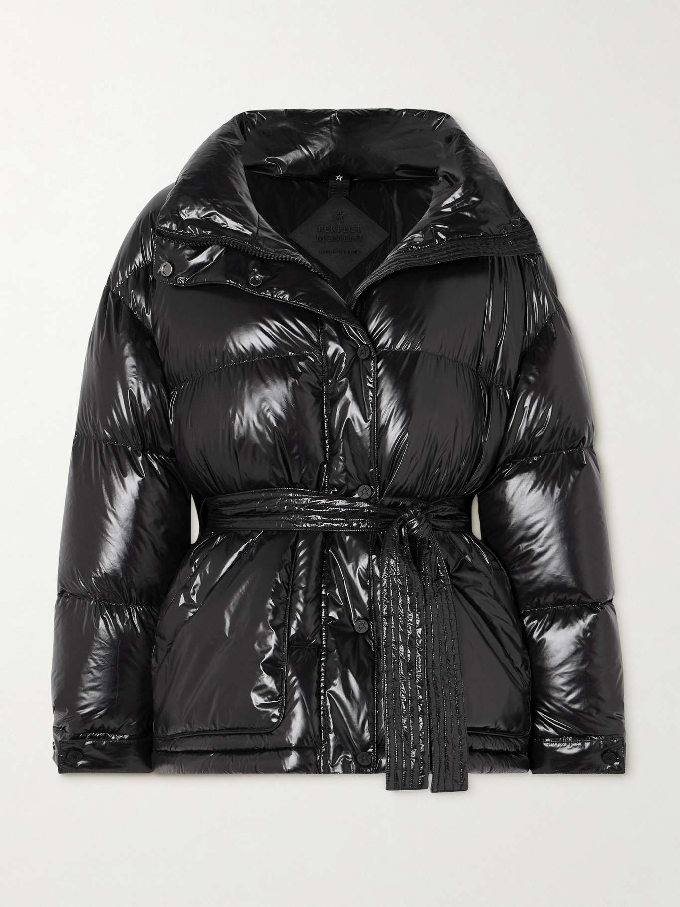 Maya hooded belted quilted glossed-shell down ski jacket - 1