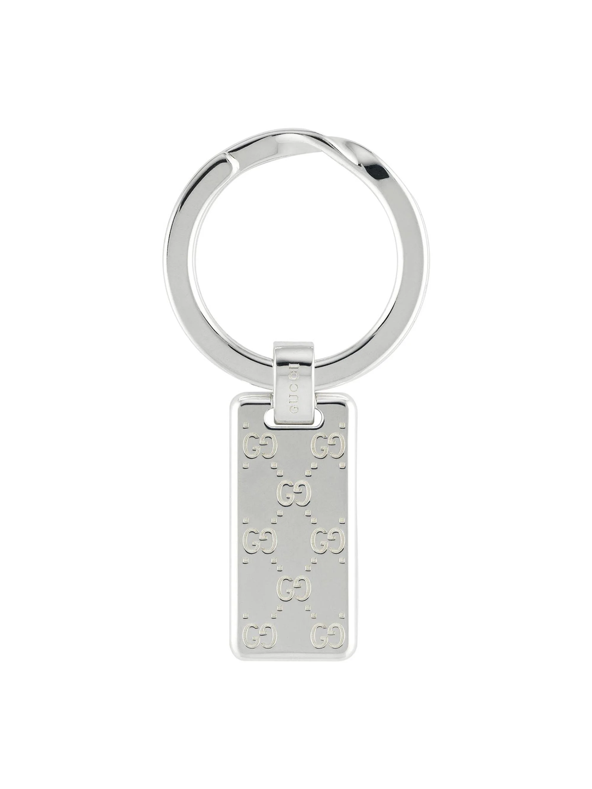 Men's Gucci Signature Sterling Silver Keyring - Silver - 1