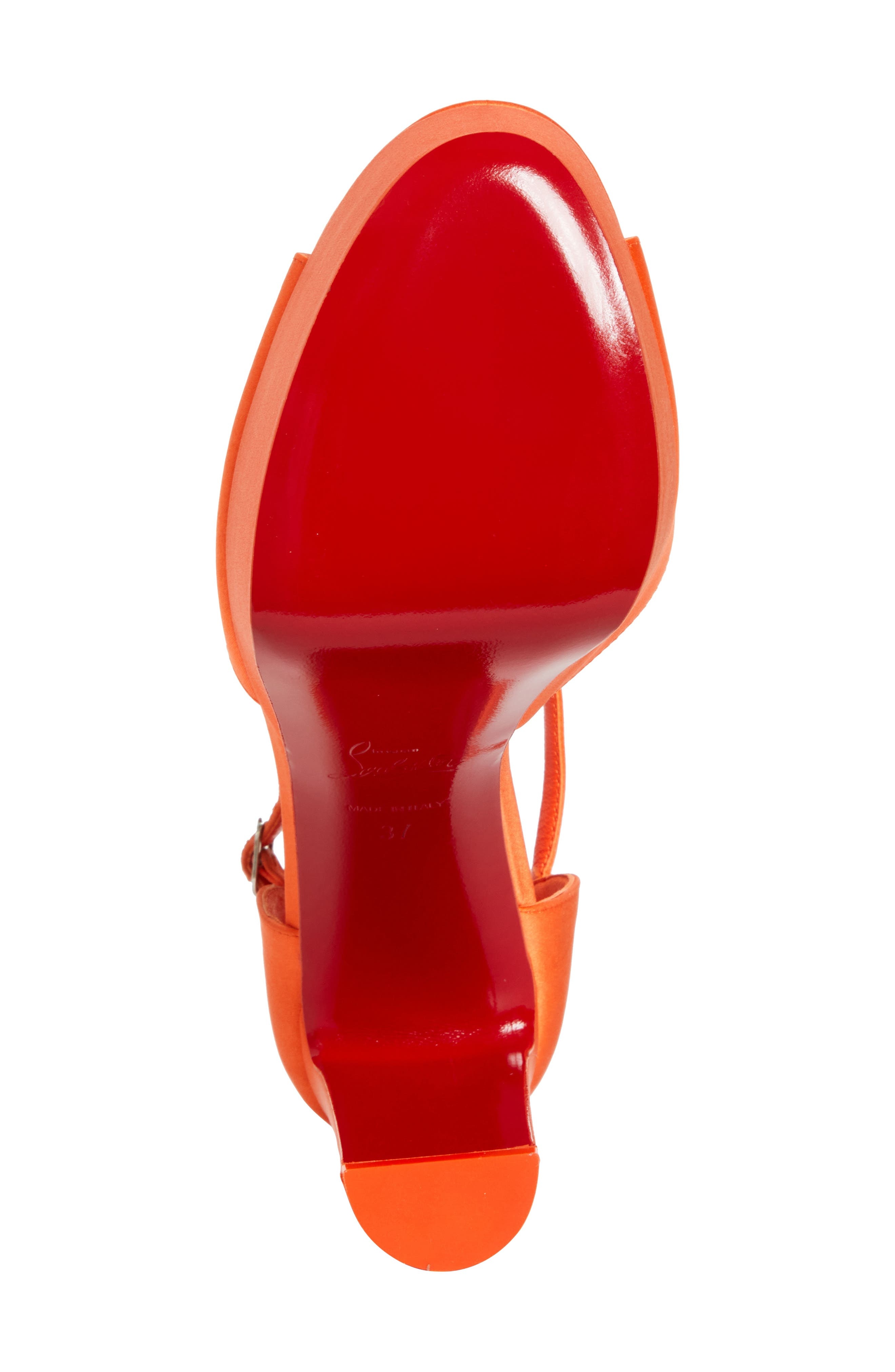 Christian Louboutin Sandaloo Silk Satin Platform Sandal in Magma/Lin Magma at Nordstrom - 6