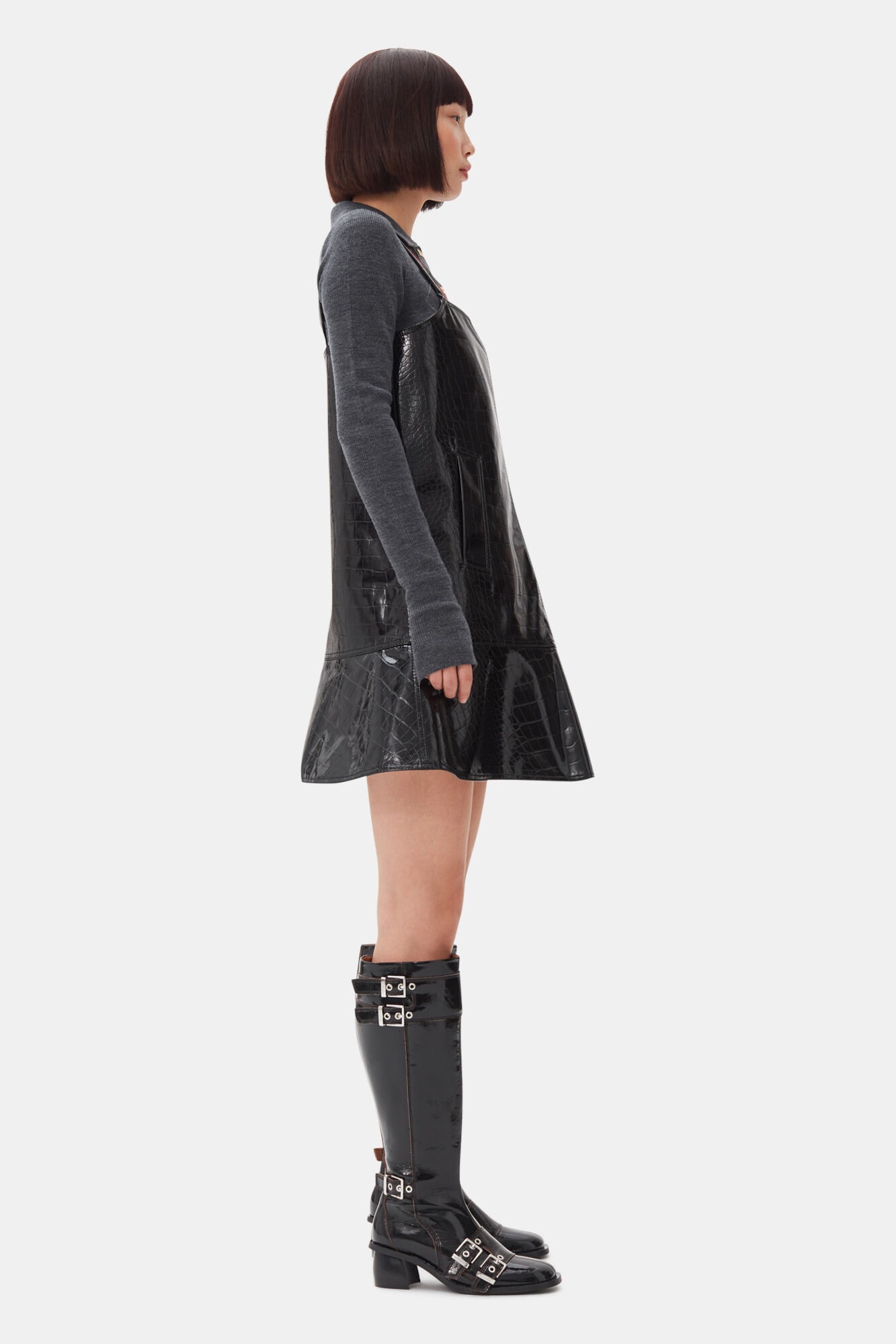 BLACK FUTURE COATED MINI DRESS - 4