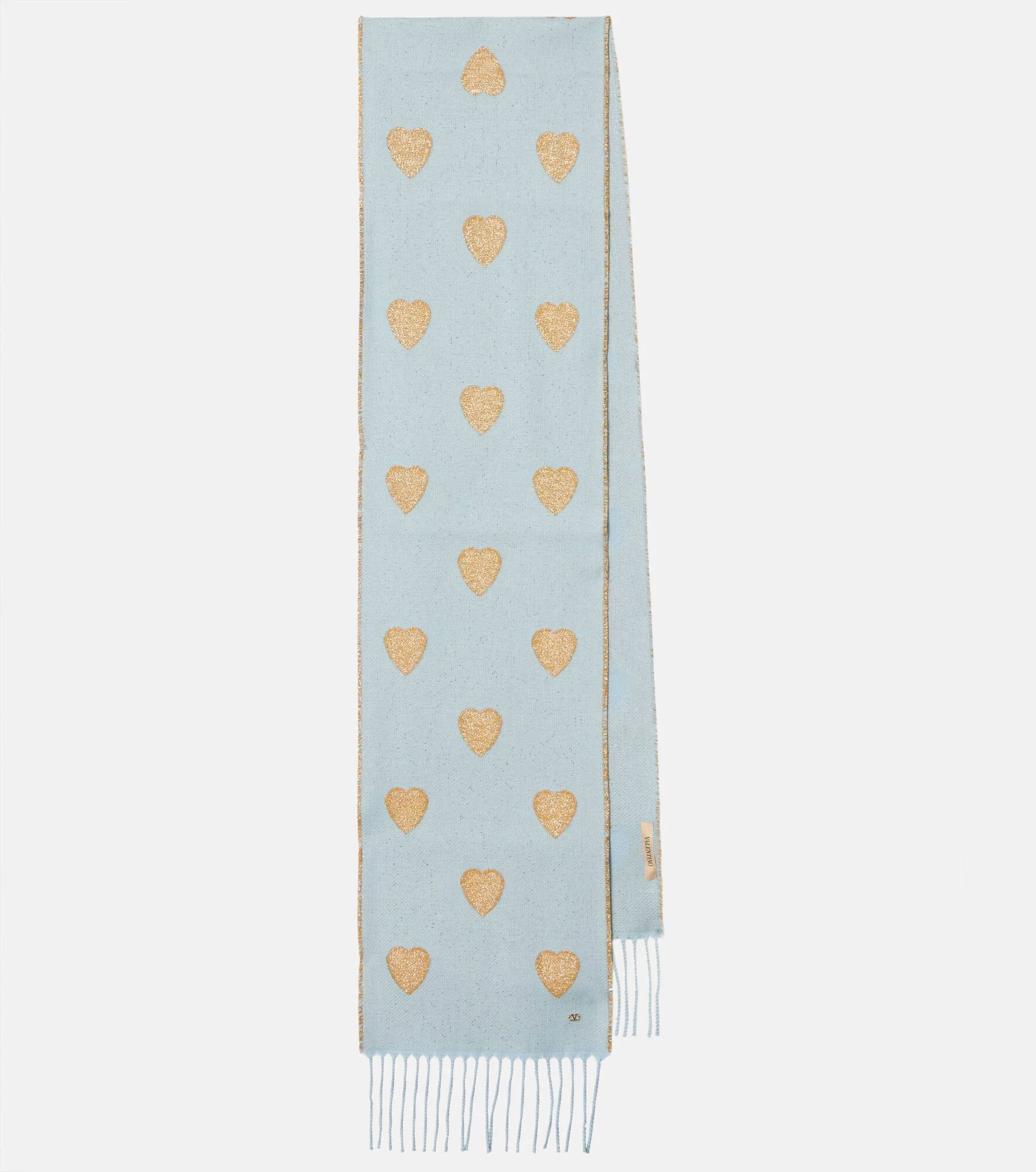 Heart fringed wool-blend scarf - 1