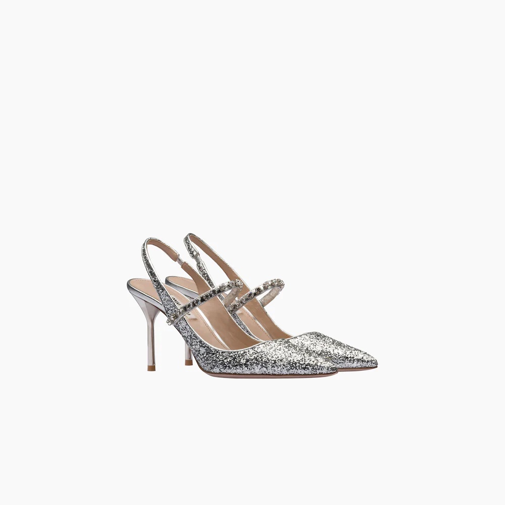 Glitter slingback pumps - 1
