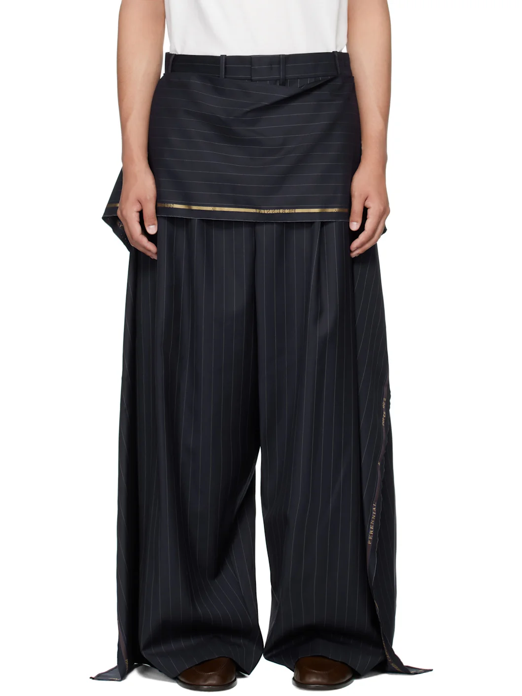 Navy Wool Suiting Trousers - 1