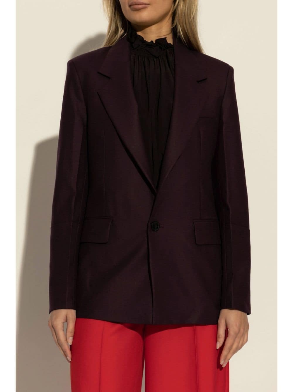 single-breasted wool blend blazer - 3