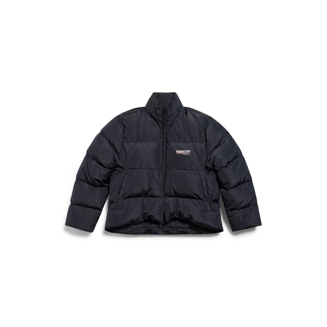Women's Political Campaign C-shape Puffer in Black - 1