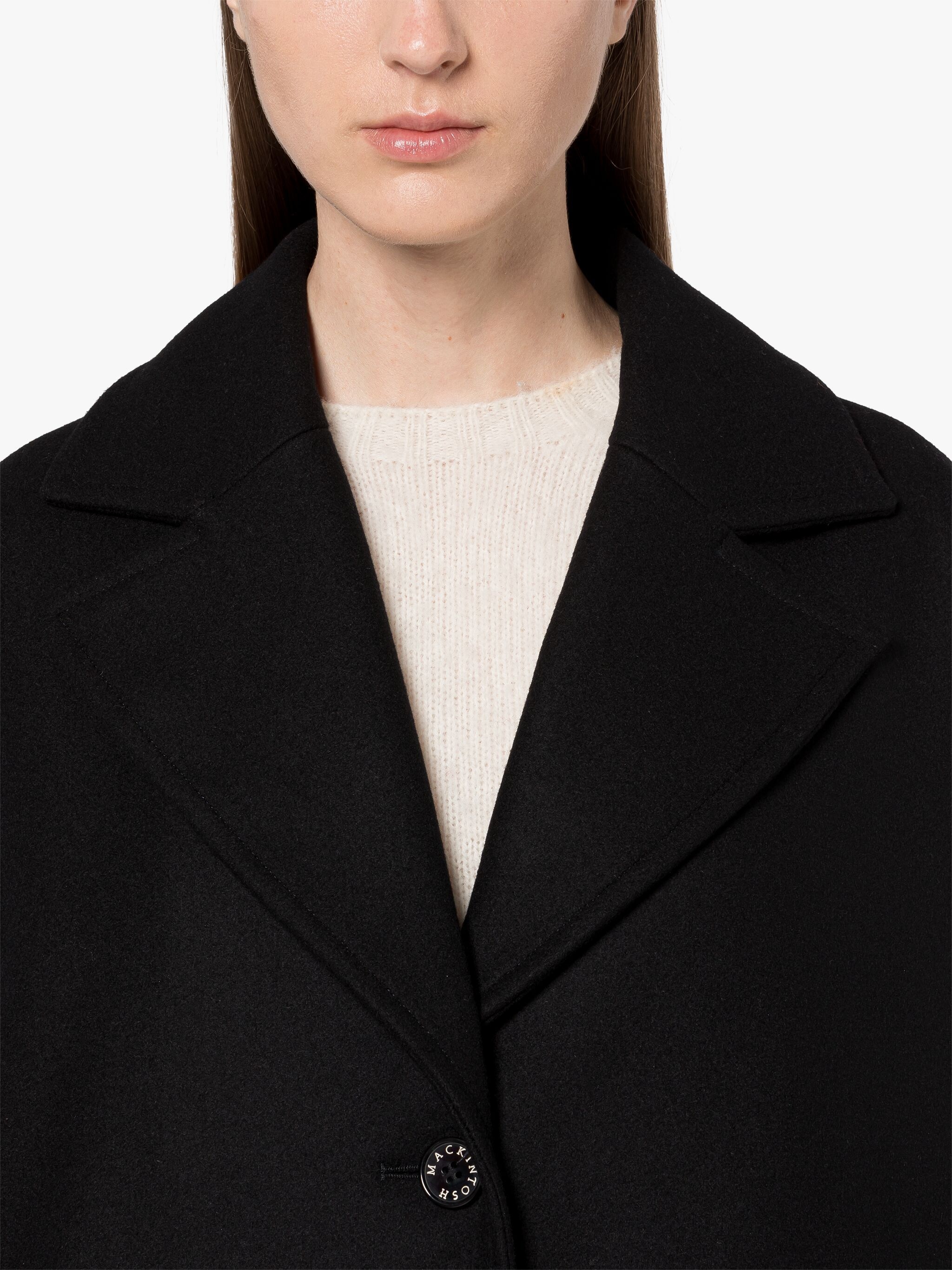 HUMBIE CHESTER BLACK WOOL OVERCOAT - 5