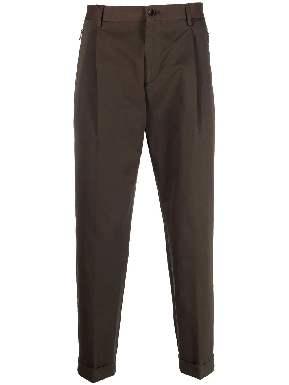 tapered-leg cotton trousers - 1