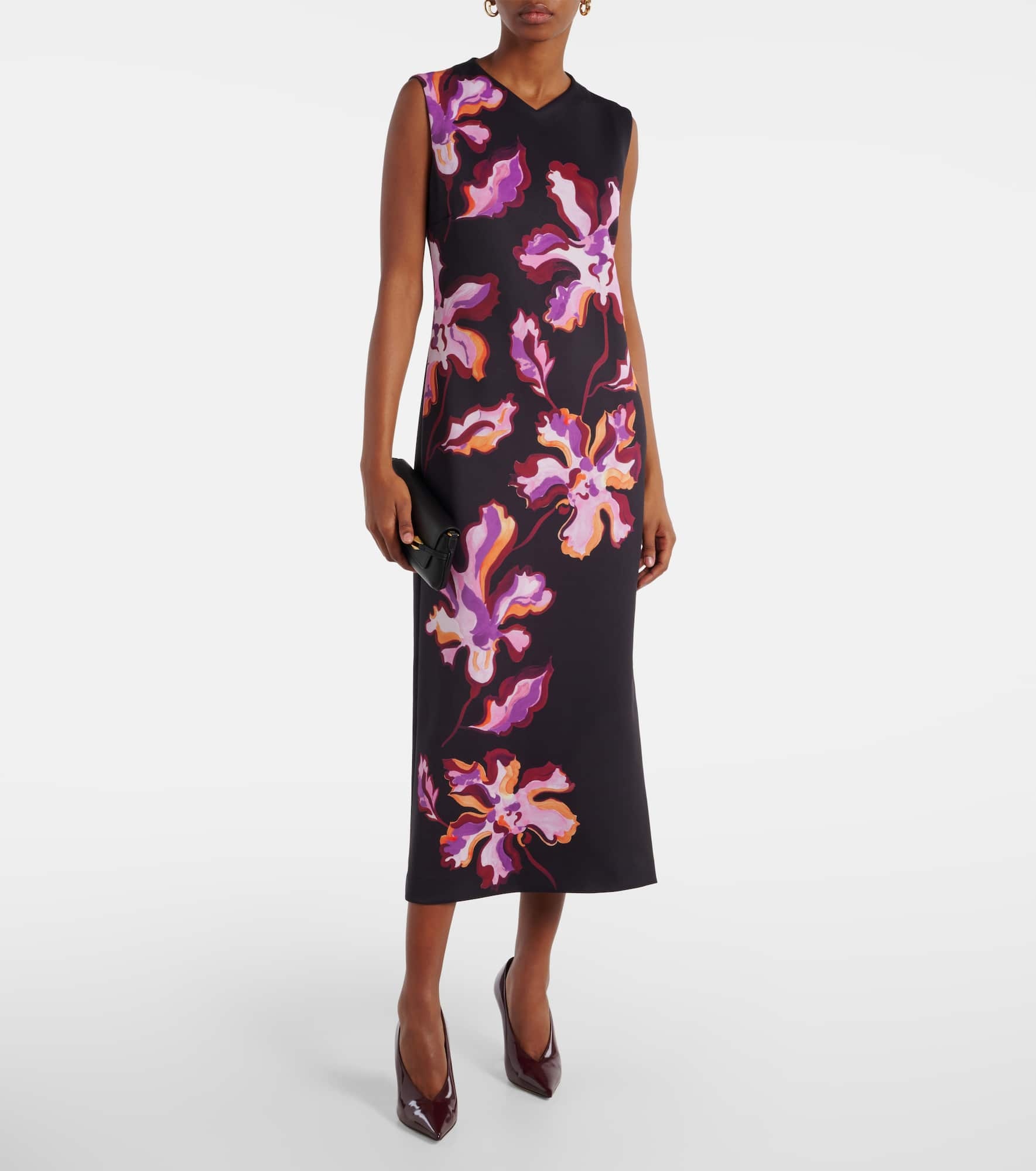 Floral neoprene midi dress - 2