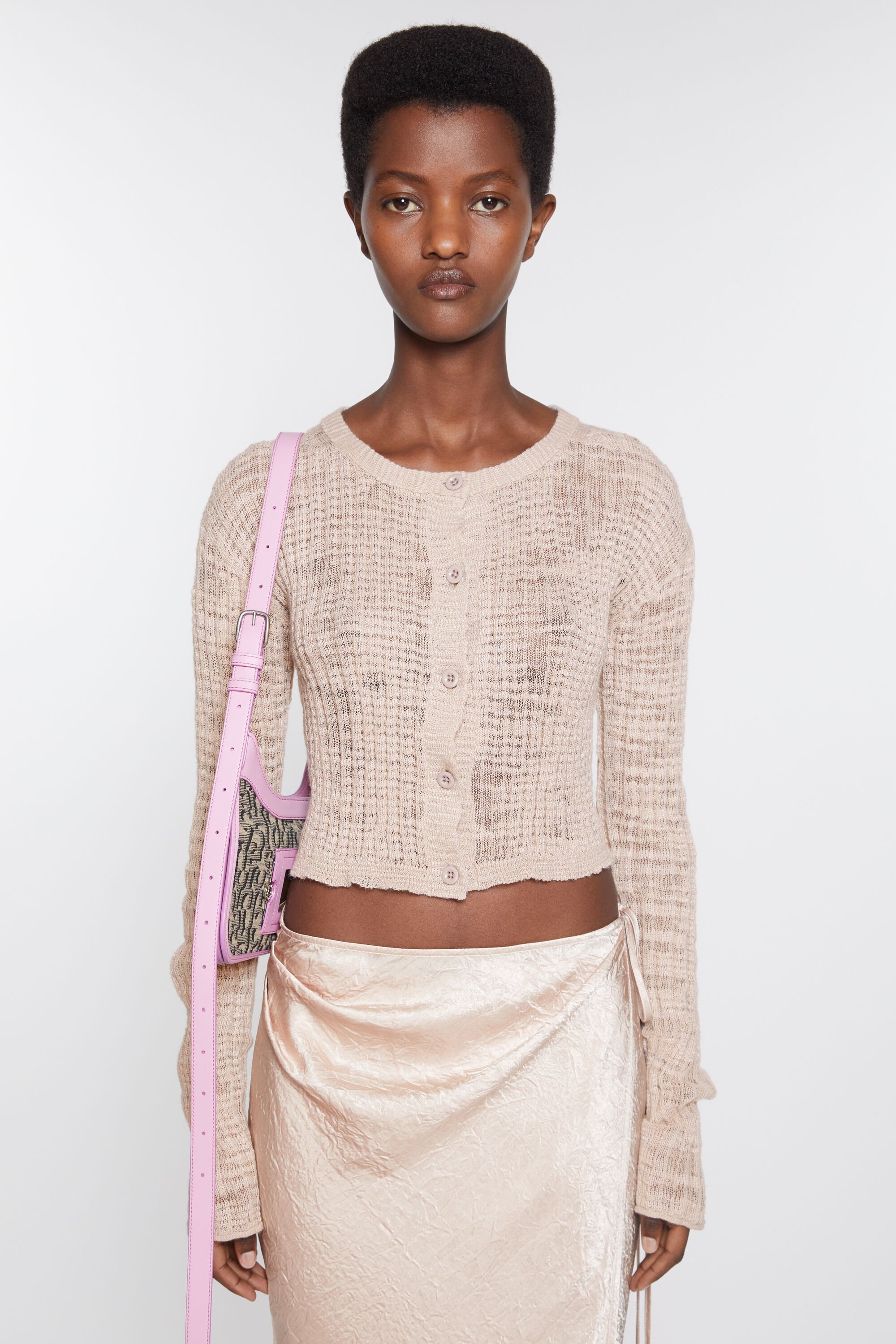 Wide rib cardigan - Dusty pink - 2