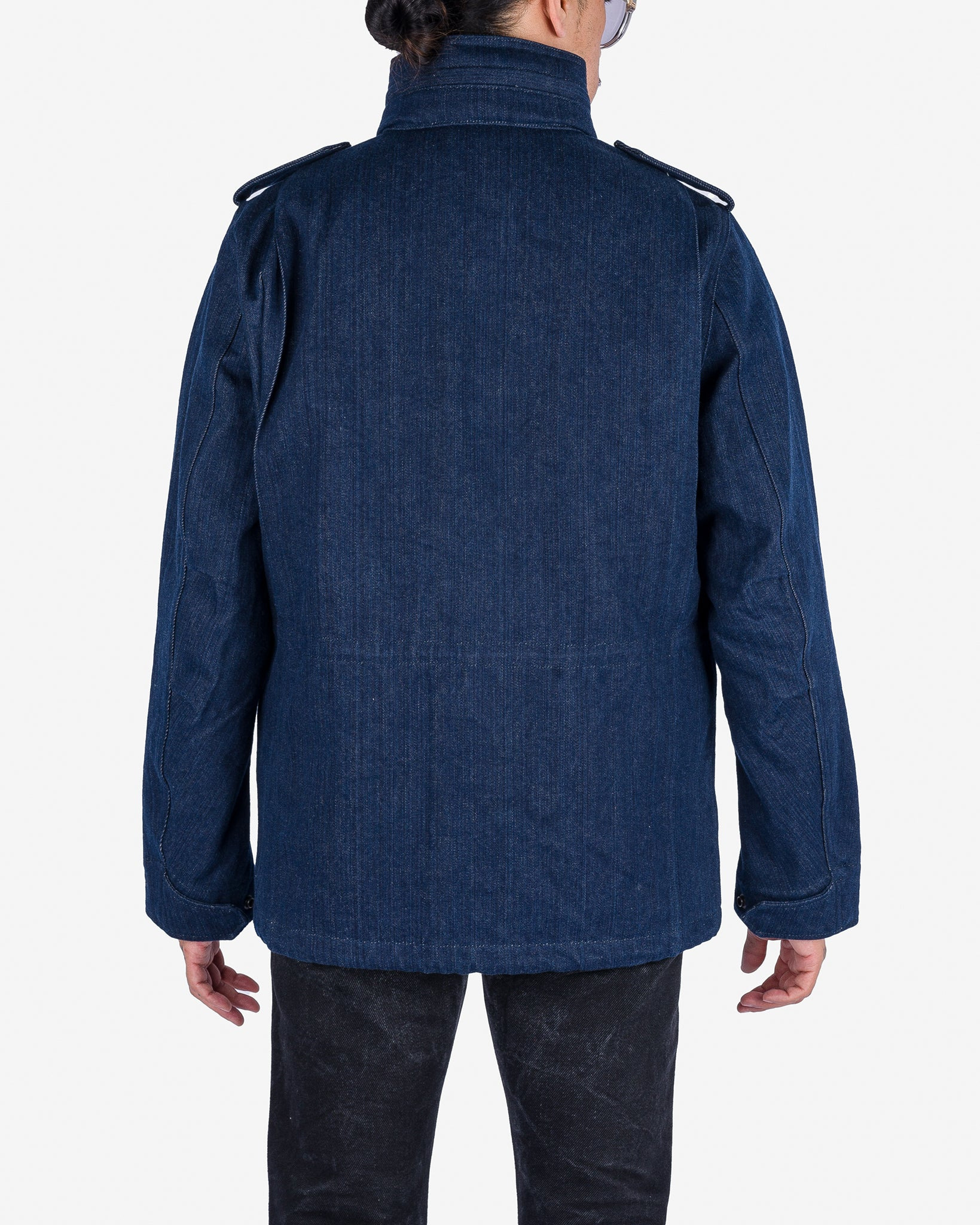 IHM-42-IND 16oz Natural Indigo Selvedge Denim M65 Field Jacket - 3