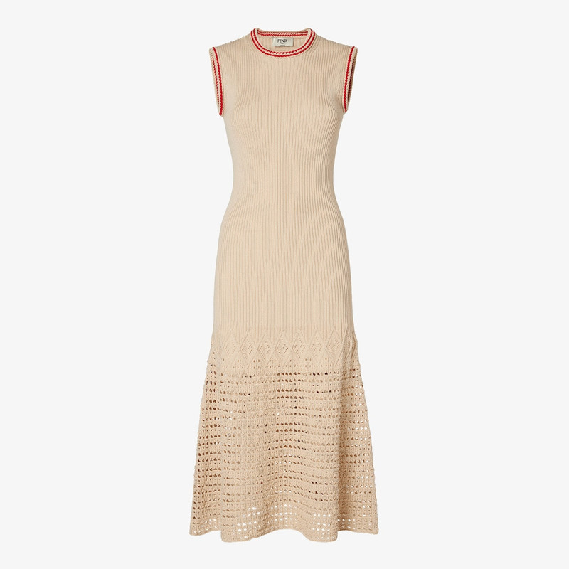 Dress Beige cotton crochet dress 1