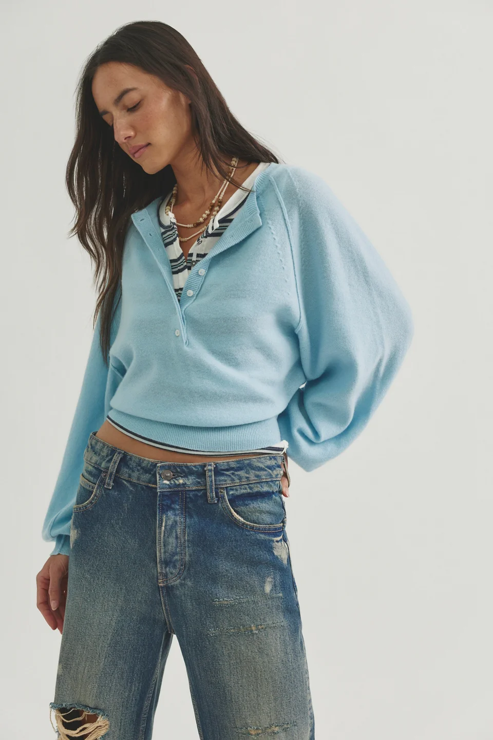 Porta Cashmere Henley Sweater - 1