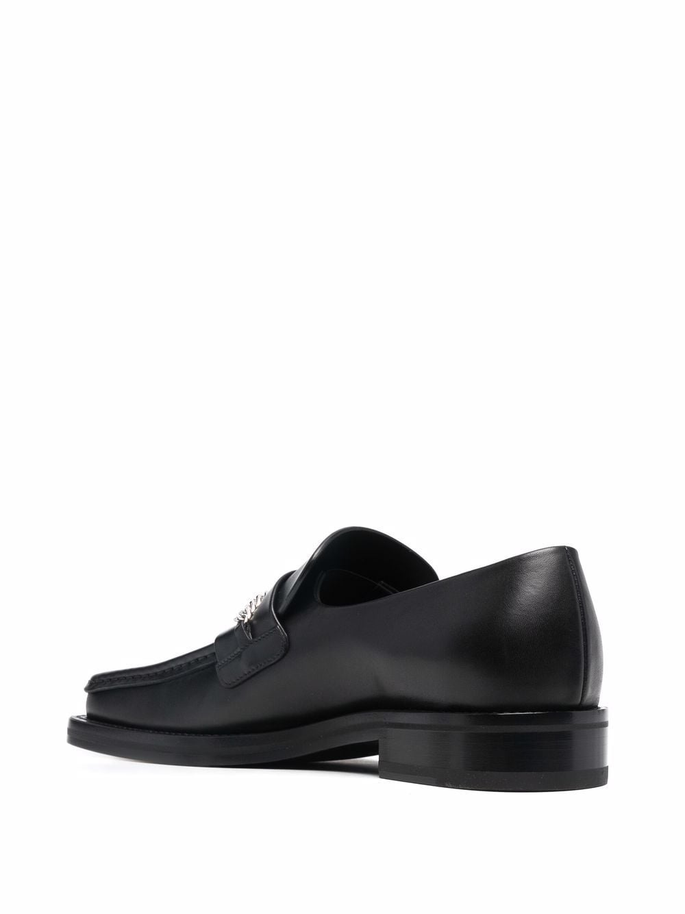 square-toe leather loafers - 3