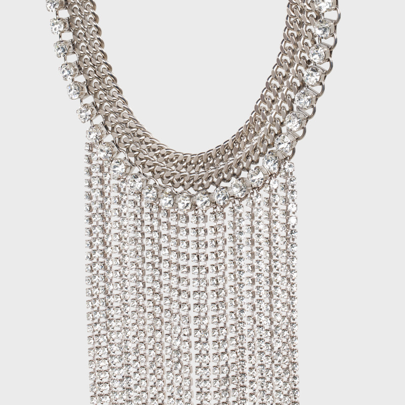 CELINE Boy Doll Plastron Necklace in Brass with Rhodium Finish and Strass outlook