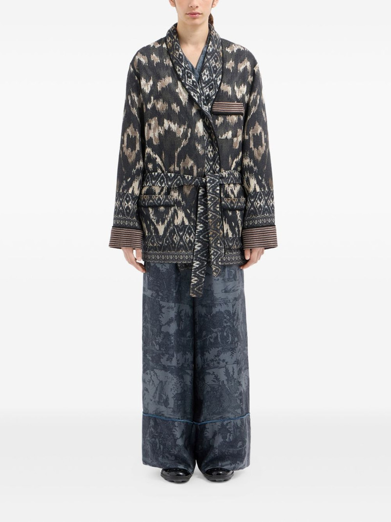 Pierre-Louis Mascia ikat-pattern belted jacket outlook