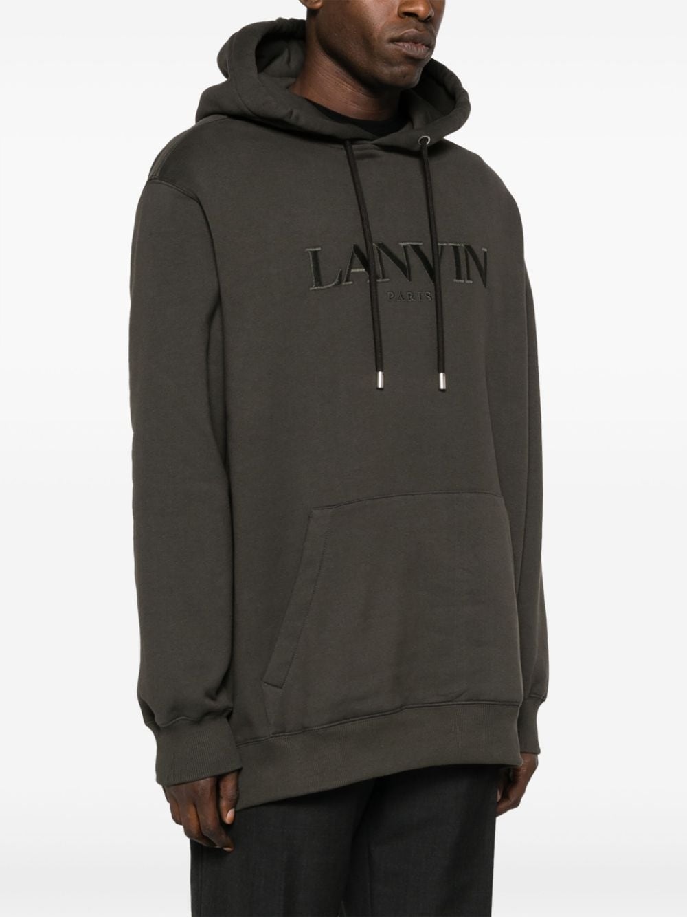 logo-embroidery cotton hoodie - 3