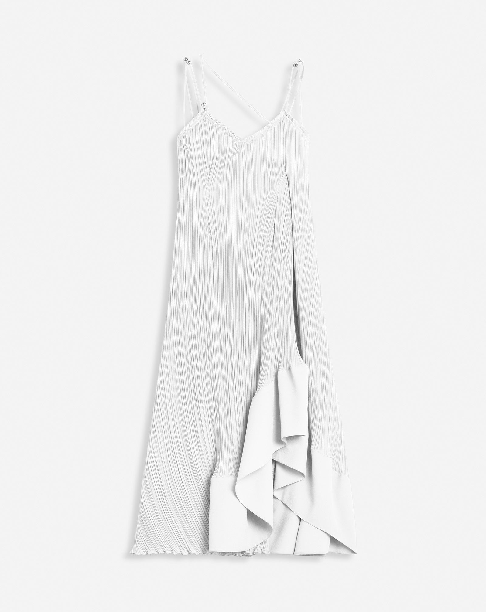 LONG PLEATED DRESS WITH STRAPS - 1