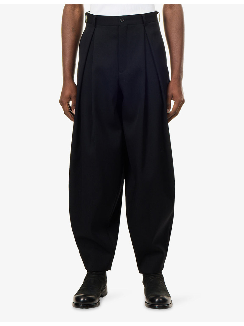 Tapered Pleat Wide-Leg Wool Trousers 3