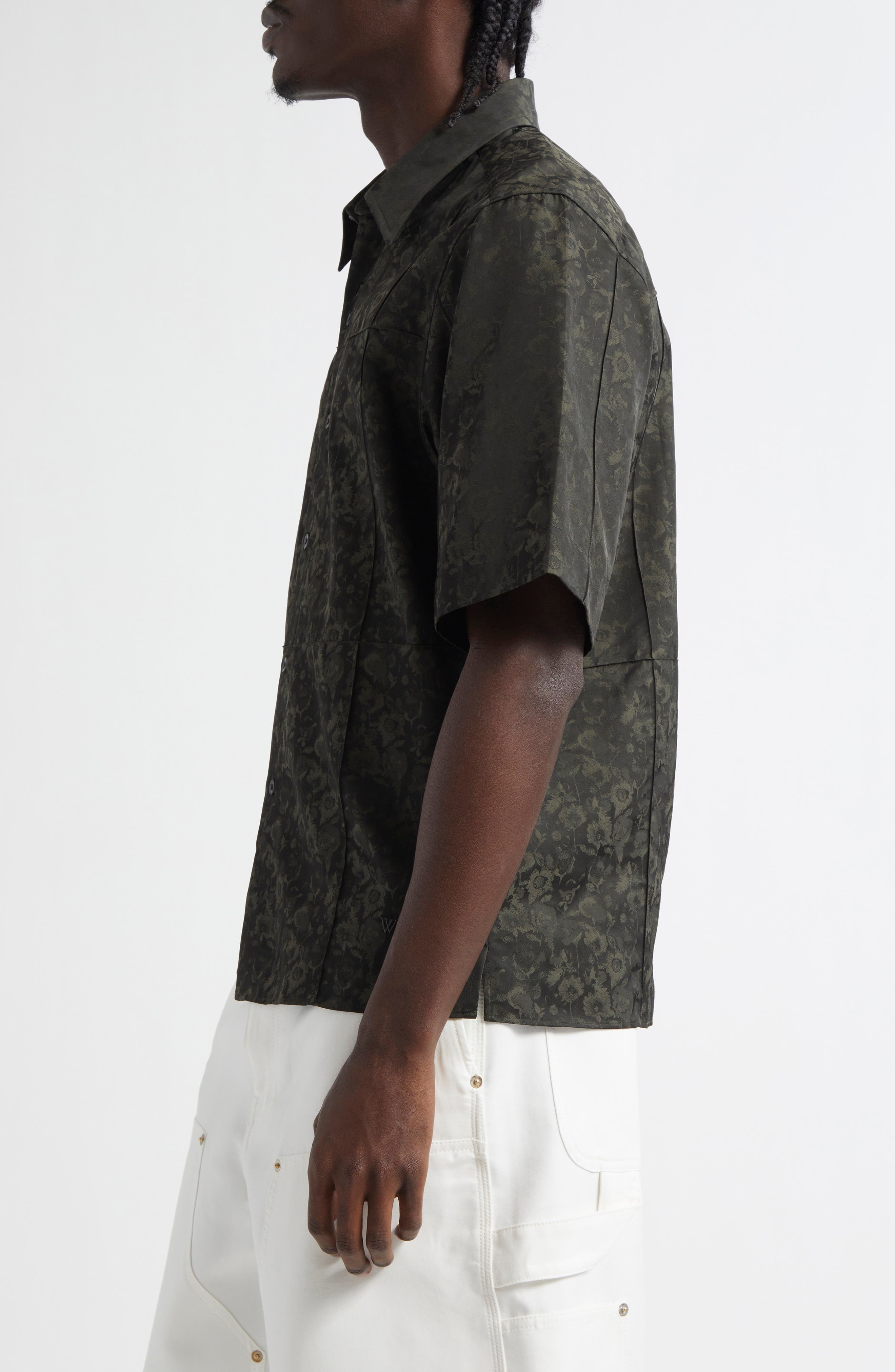 Wales Bonner Dennis Floral Button-Up Shirt in Otter at Nordstrom - 3