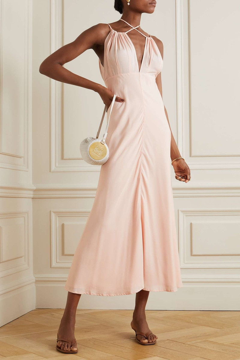 TOTEME Gathered woven halterneck maxi dress outlook