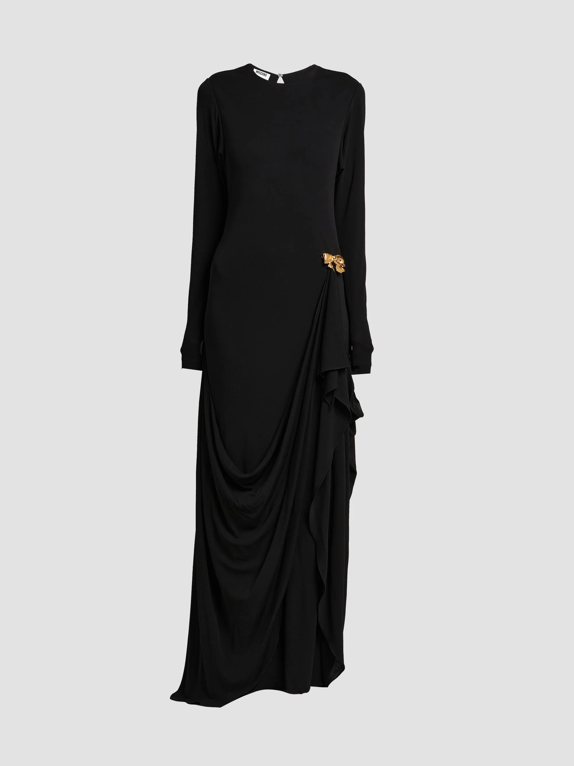 Women's Bow Draped Maxi Dress - Black - 1