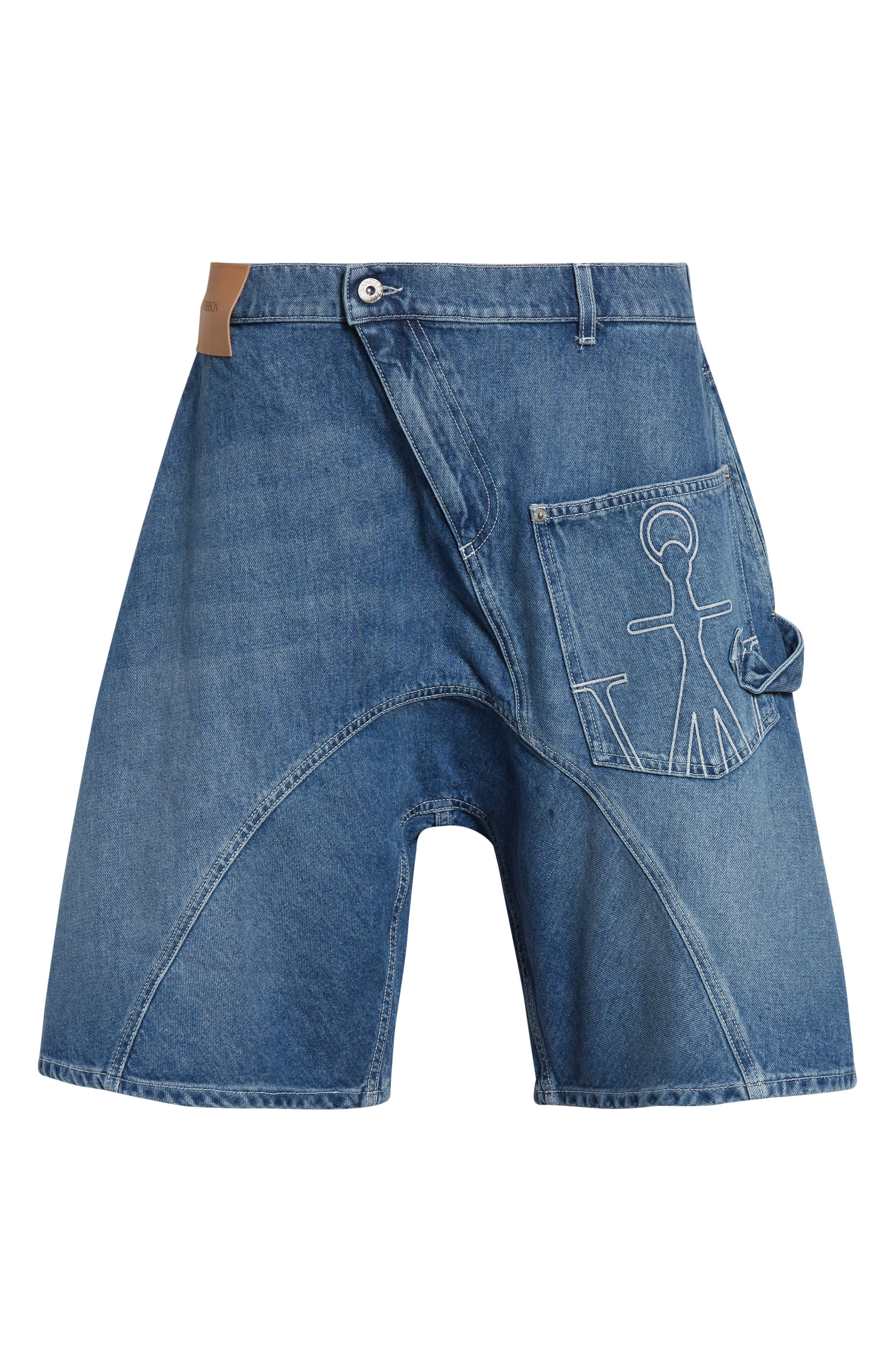JW Anderson Twisted Workwear Denim Shorts in Light Blue at Nordstrom - 1