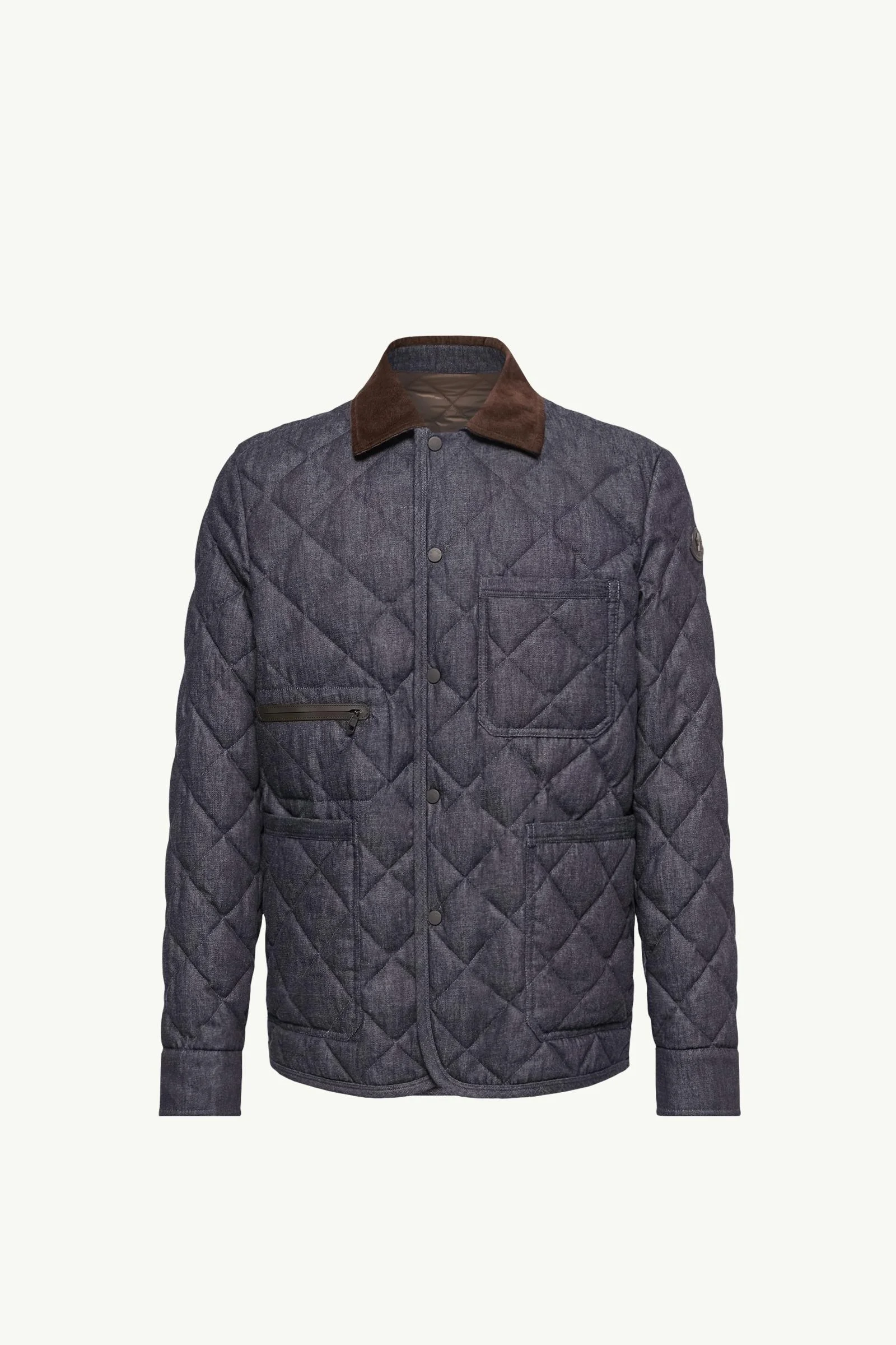 Kryen Diamond Quilted Denim Down Shirt Jacket - 1