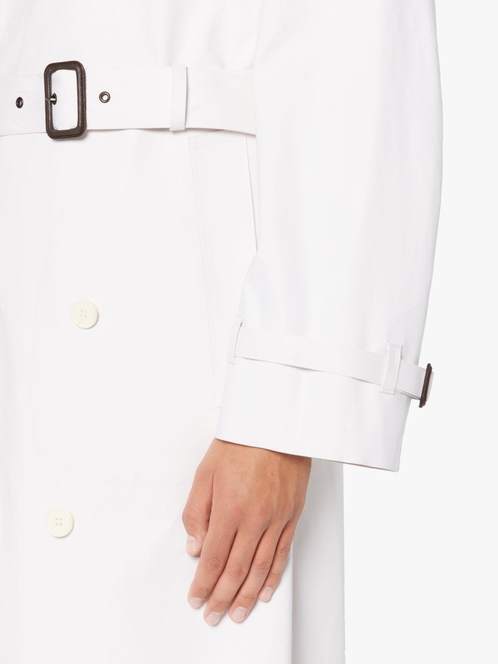 VIENNA WHITE BONDED COTTON TRENCH COAT | GRF-305 - 6