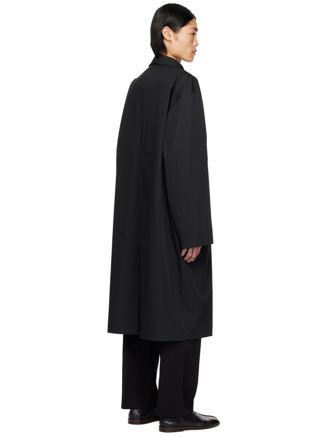 Lemaire Black Wrap Collar Trench Coat | REVERSIBLE