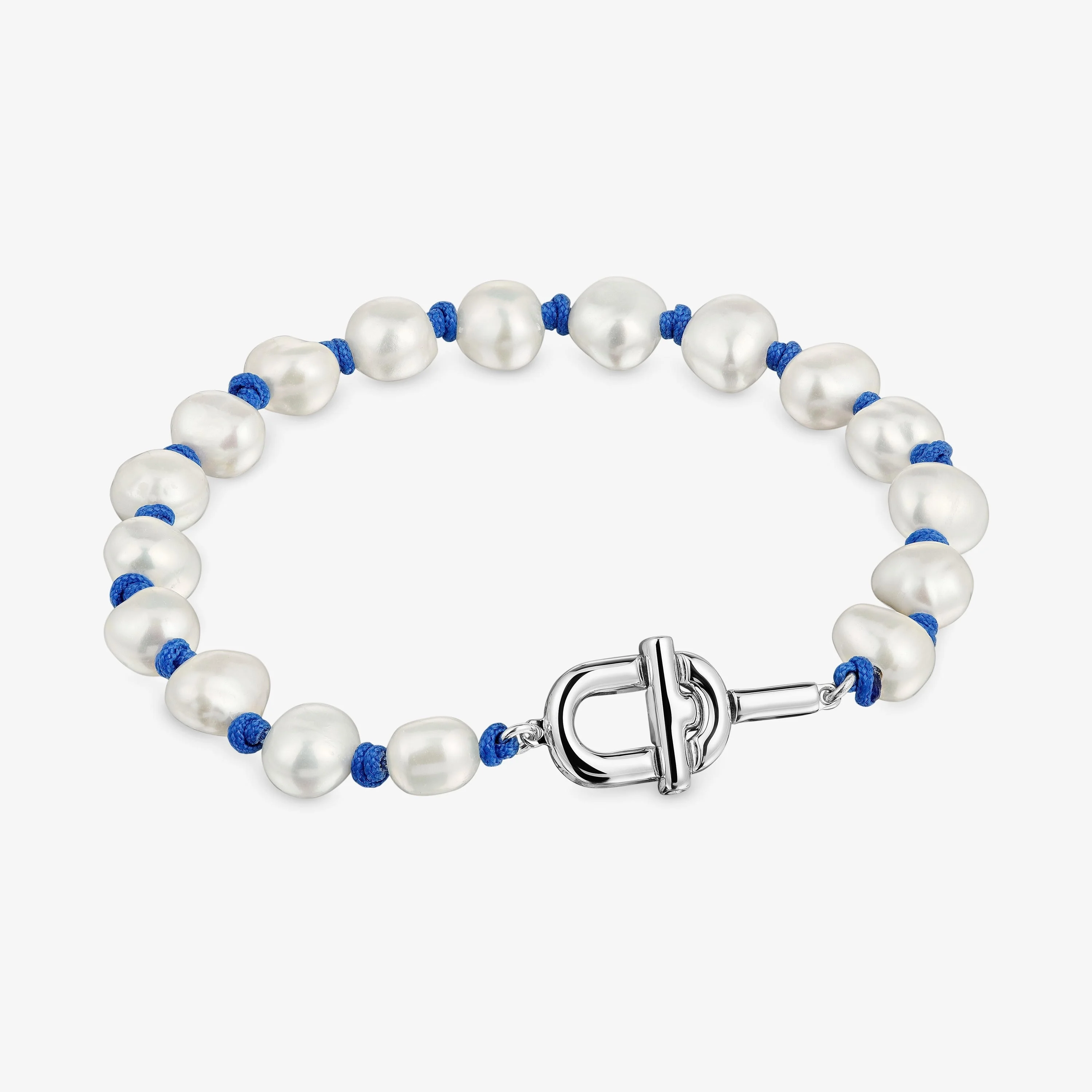 Blue nylon and silver Bracelet with cultured pearls TOUS MANIFESTO - 1
