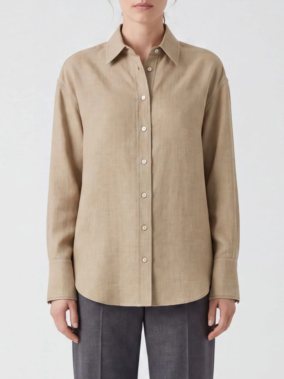 BRUNELLO CUCINELLI 100% Virgin Wool Shirt with a French Collar - 1
