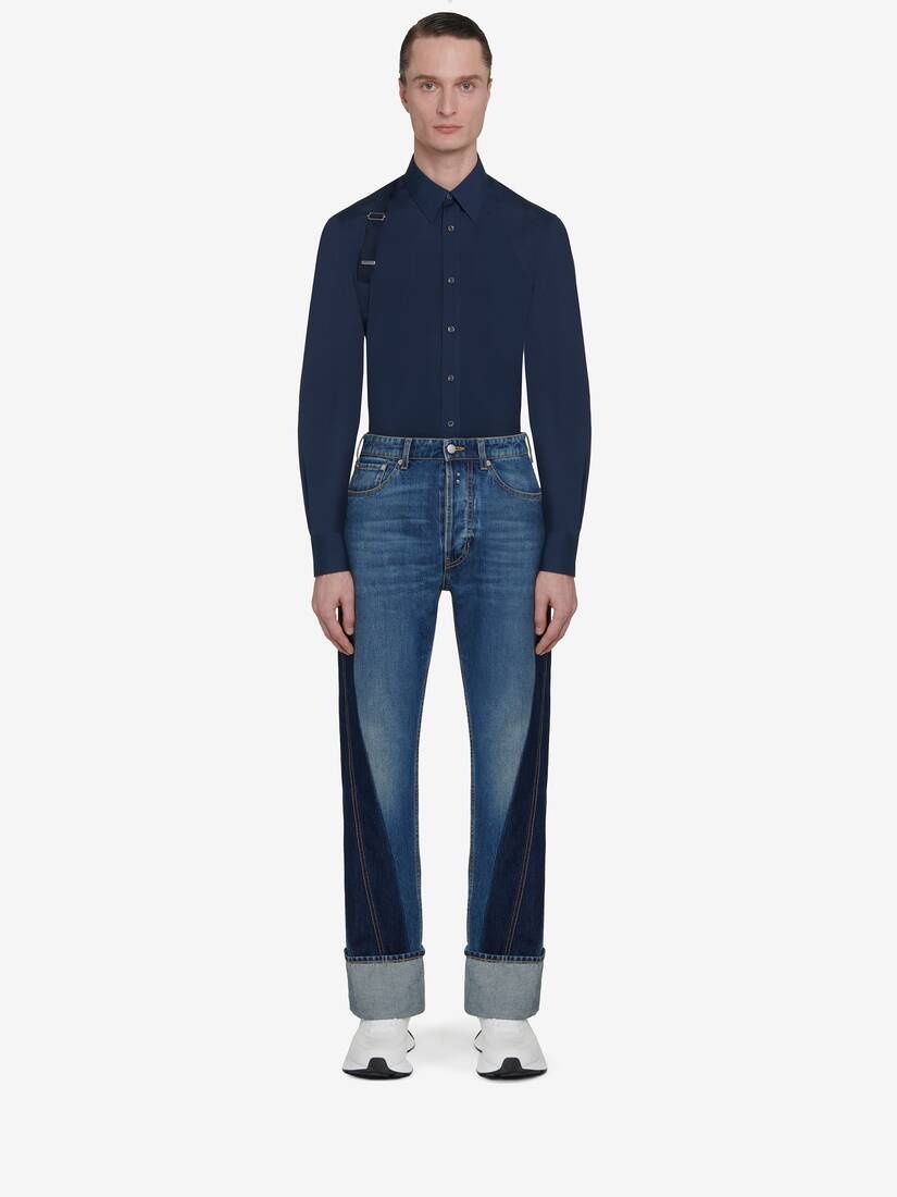 Men's Selvedge Tape Harness Shirt in Ink Blue - 3