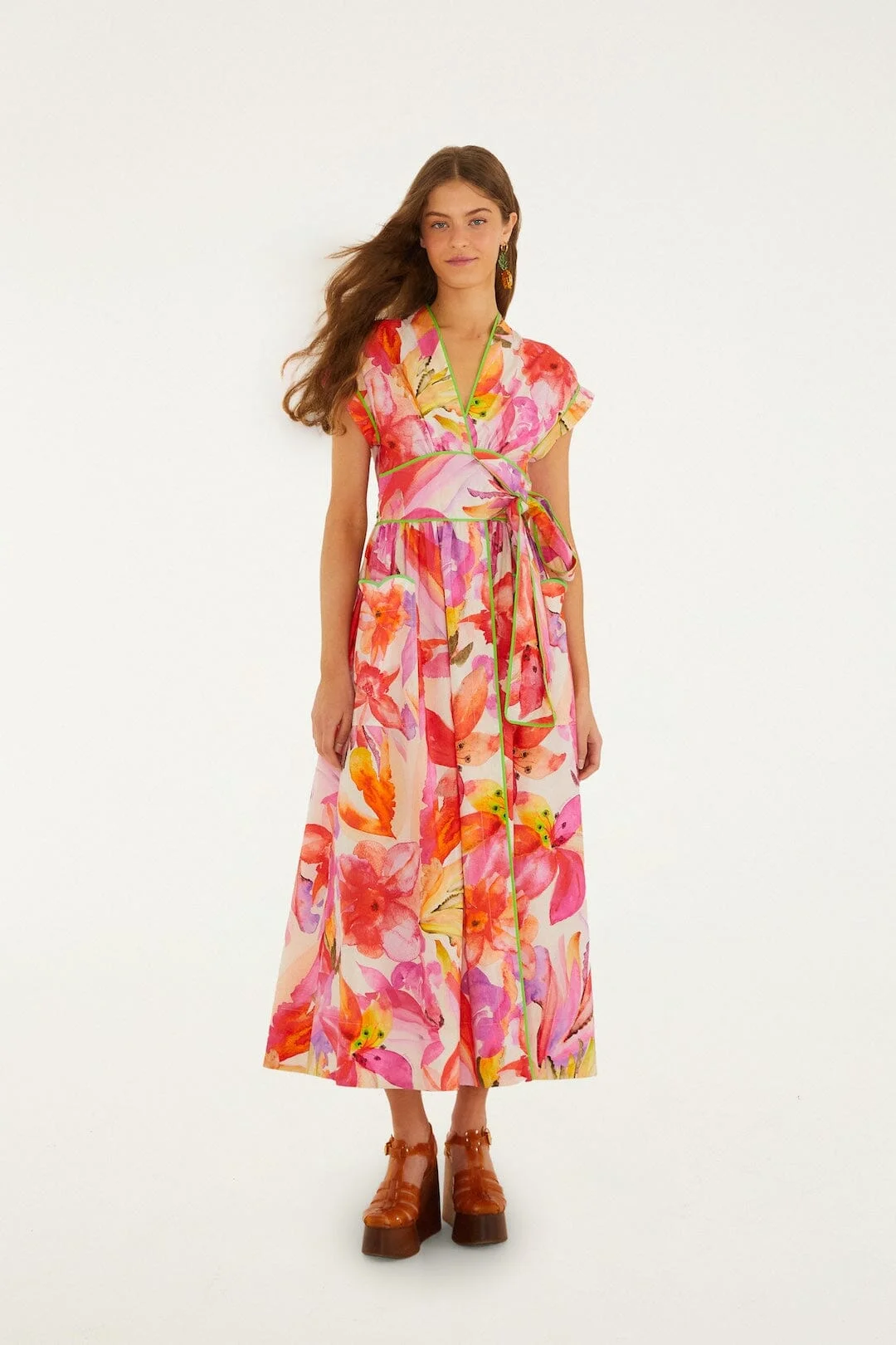 Multicolor Artsy Flora Belted Maxi Dress - 1