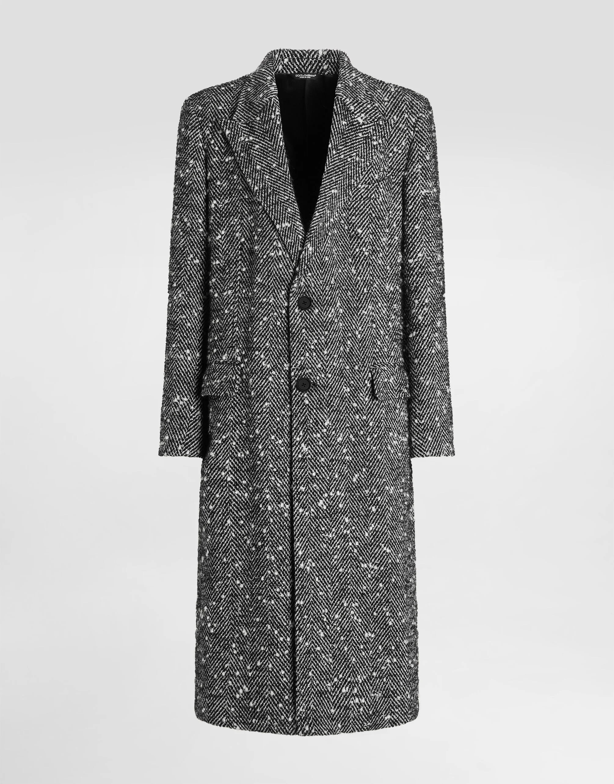 Double-breasted herringbone wool blend coat - 1