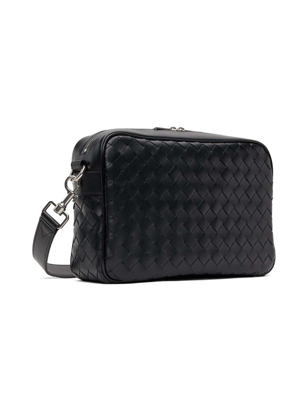 Black Leather Messenger Bag - 3