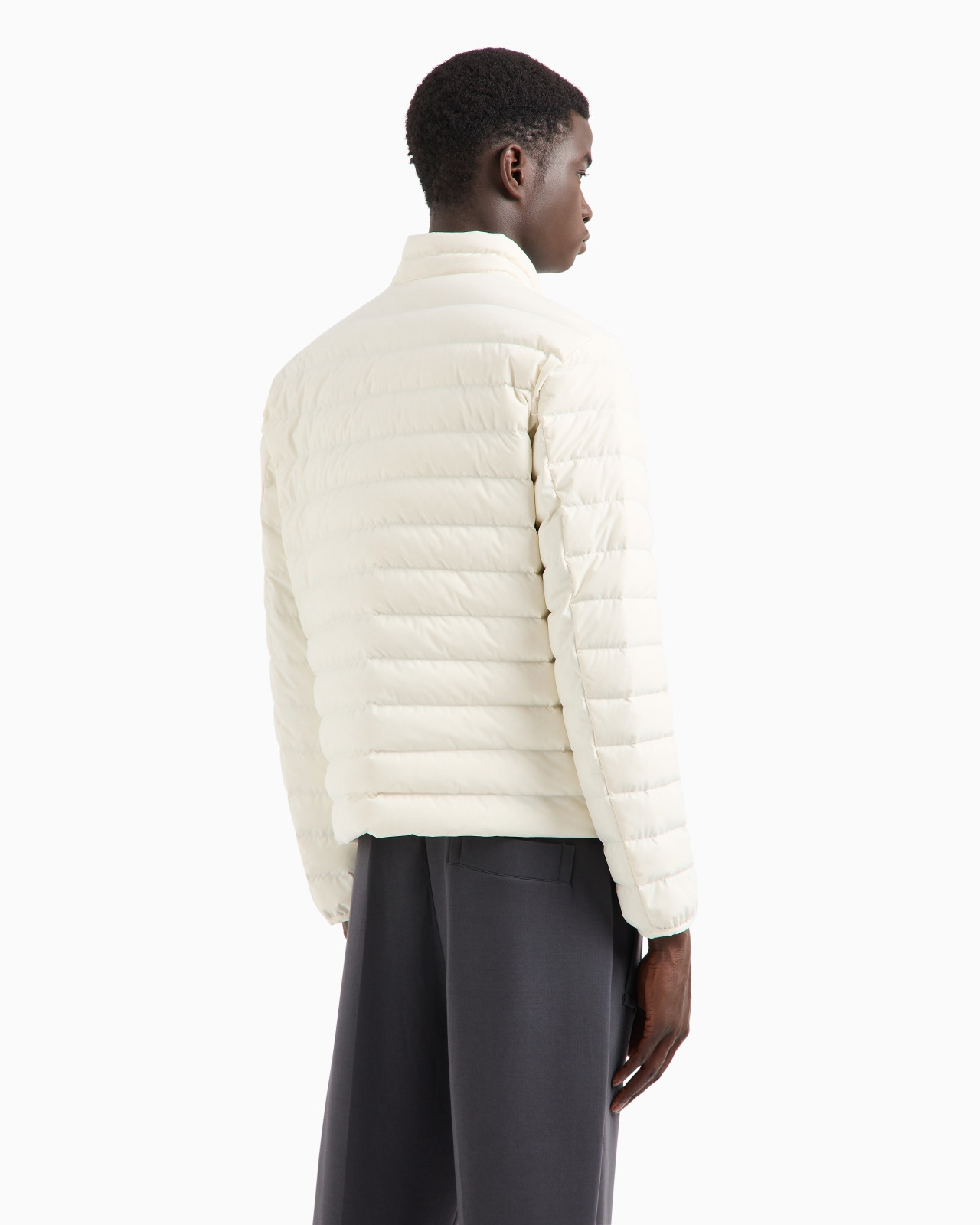 Quilted nylon full-zip down jacket with eagle logo patch - 3