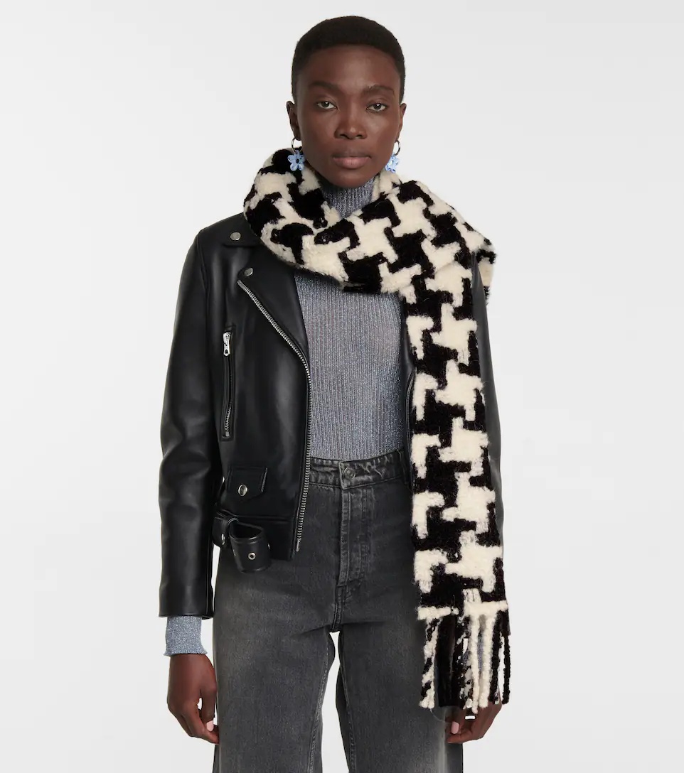 Houndstooth alpaca-blend scarf - 3