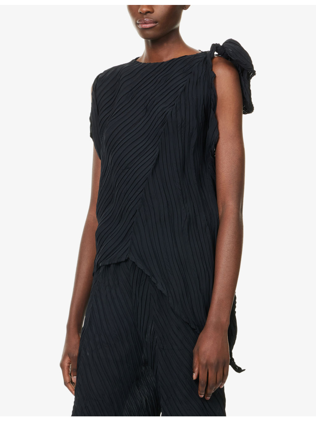 Asymmetric One-Shoulder Knitted Top - 3