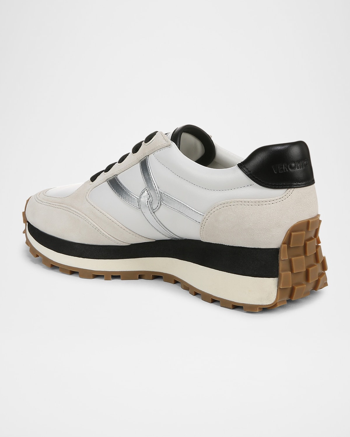 Valentina Mixed Leather Retro Sneakers - 4
