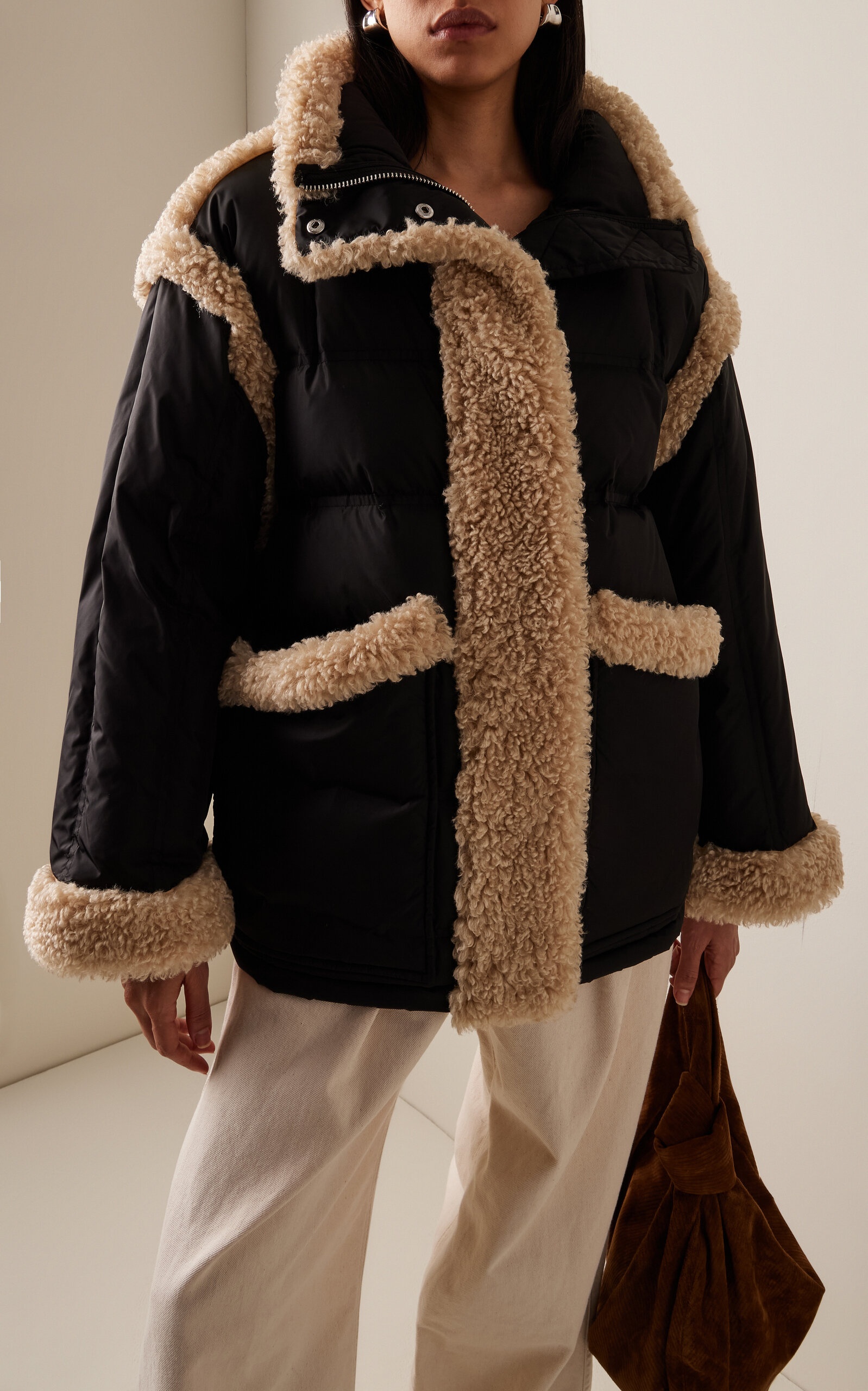 Dorothy Sherpa-Trimmed Quilted Down Coat black - 3