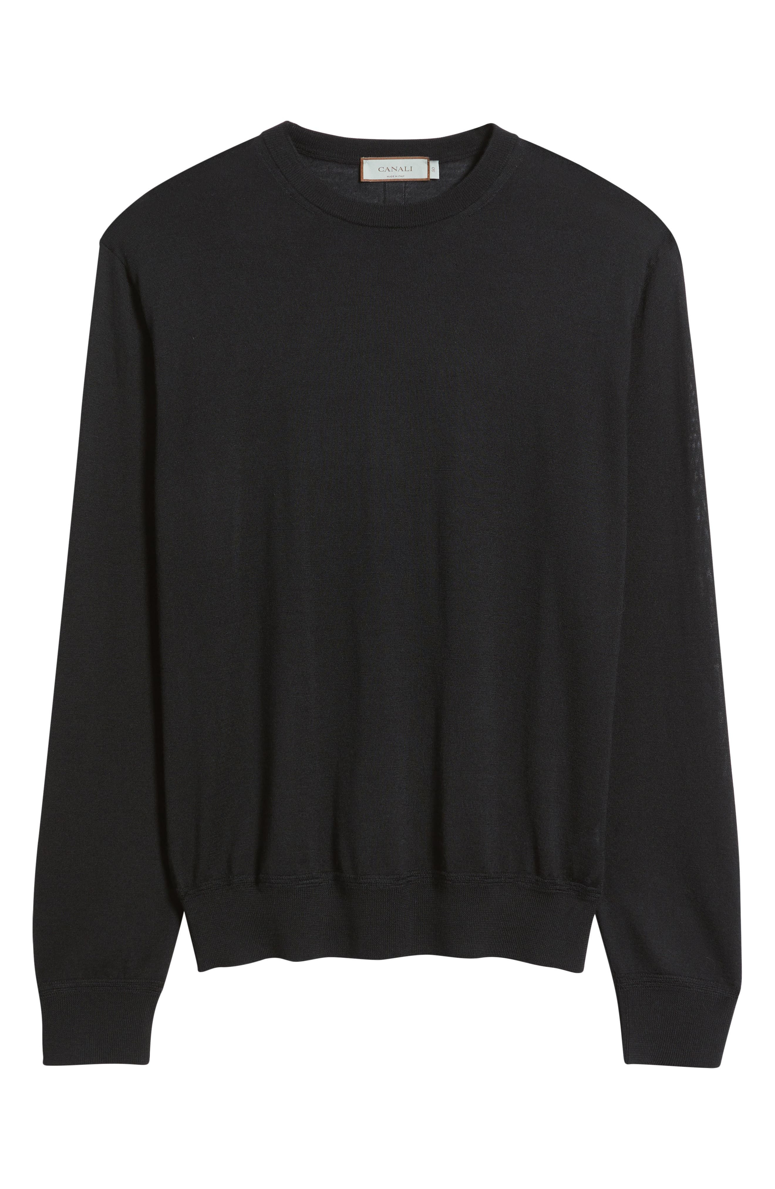 Canali Wool, Silk & Cashmere Crewneck Sweater in Black at Nordstrom - 5